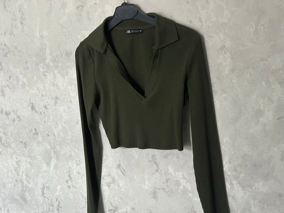 Kadın Haki V Yakalı Triko - Görsel 2