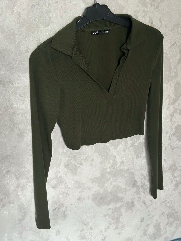 Kadın Haki V Yakalı Triko - Görsel 3