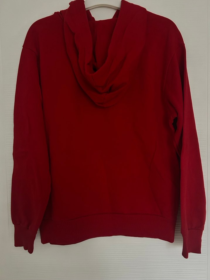 Kapüşonlu Kırmızı Baskılı Kadın Sweatshirt - Görsel 3