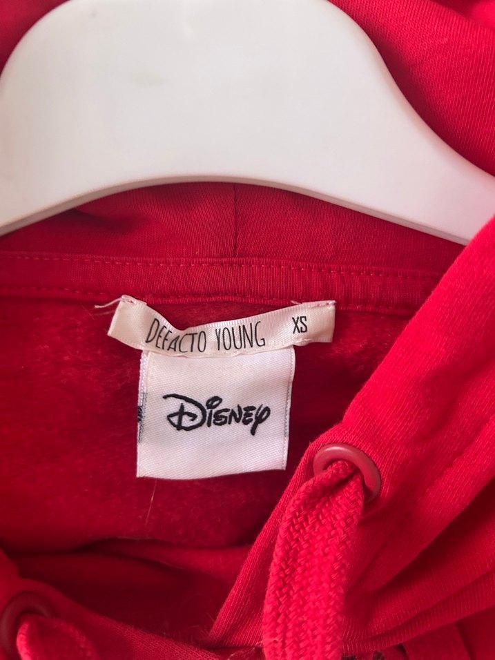 Kapüşonlu Kırmızı Baskılı Kadın Sweatshirt - Görsel 4