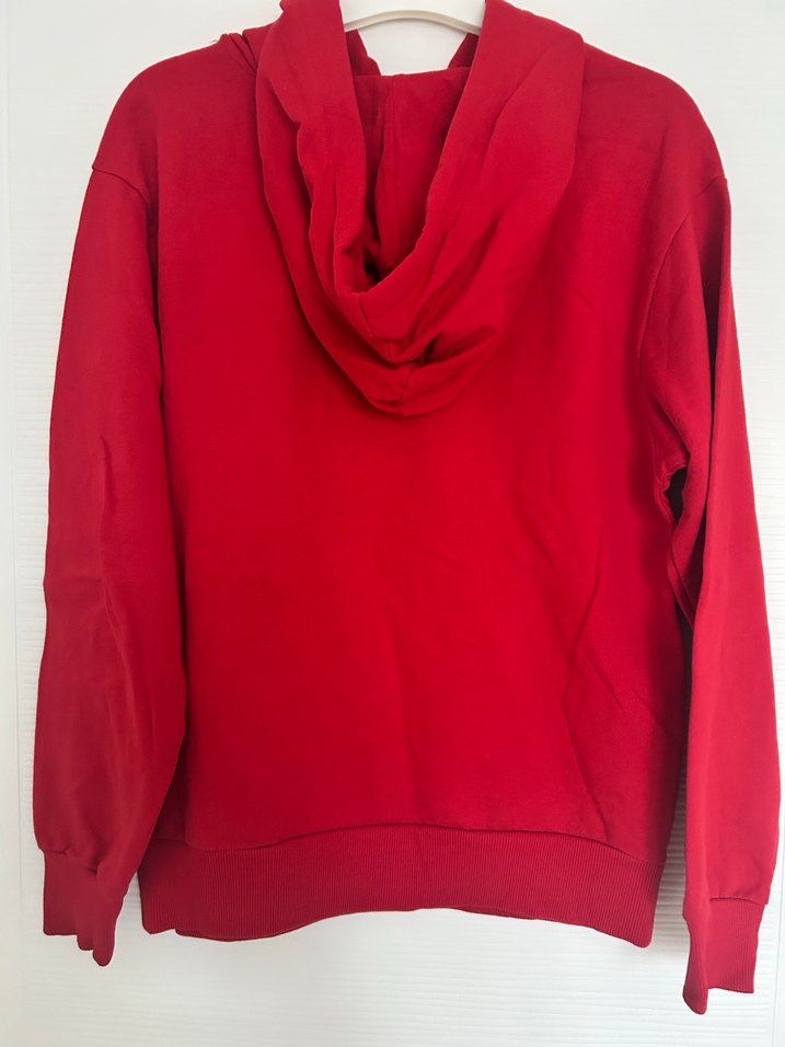 Kapüşonlu Kırmızı Baskılı Kadın Sweatshirt - Görsel 2