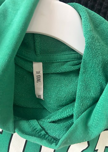 Yeşil Kapüşonlu Baskılı Kadın Sweatshirt - Görsel 3