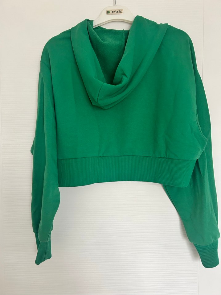 Yeşil Kapüşonlu Baskılı Kadın Sweatshirt - Görsel 2