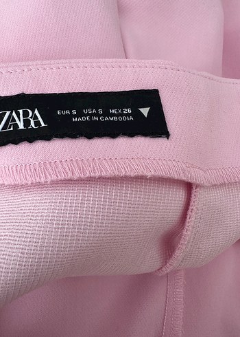 s Beden Zara Pembe Kemerli Midi Mini Etek