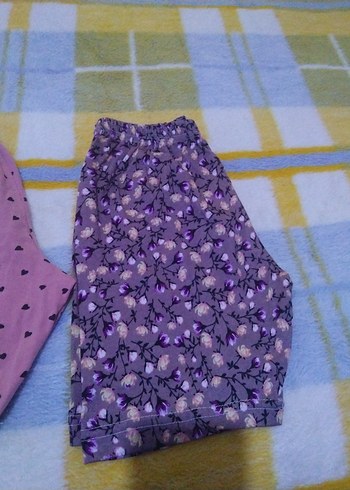 5 Yaş Beden 2 Adet Kız Çocuk Mor Pamuklu Rahat Şort