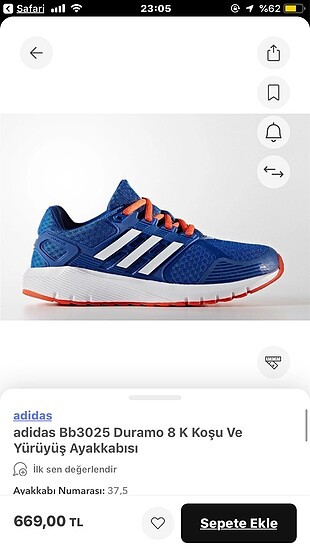 37 Beden mavi Renk Adidas kadın spor ayakkabısı