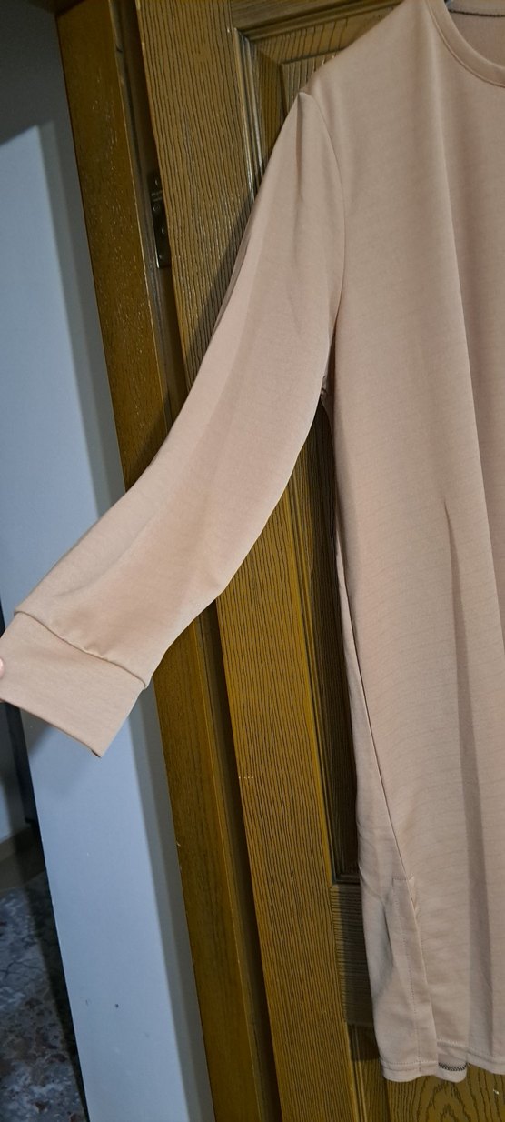 Bej Kadın Uzun Kollu Rahat Tunik - Görsel 3