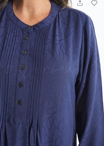 Kadın Lacivert Uzun Keten Elbise - Görsel 3