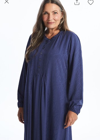 Kadın Lacivert Uzun Keten Elbise - Görsel 5