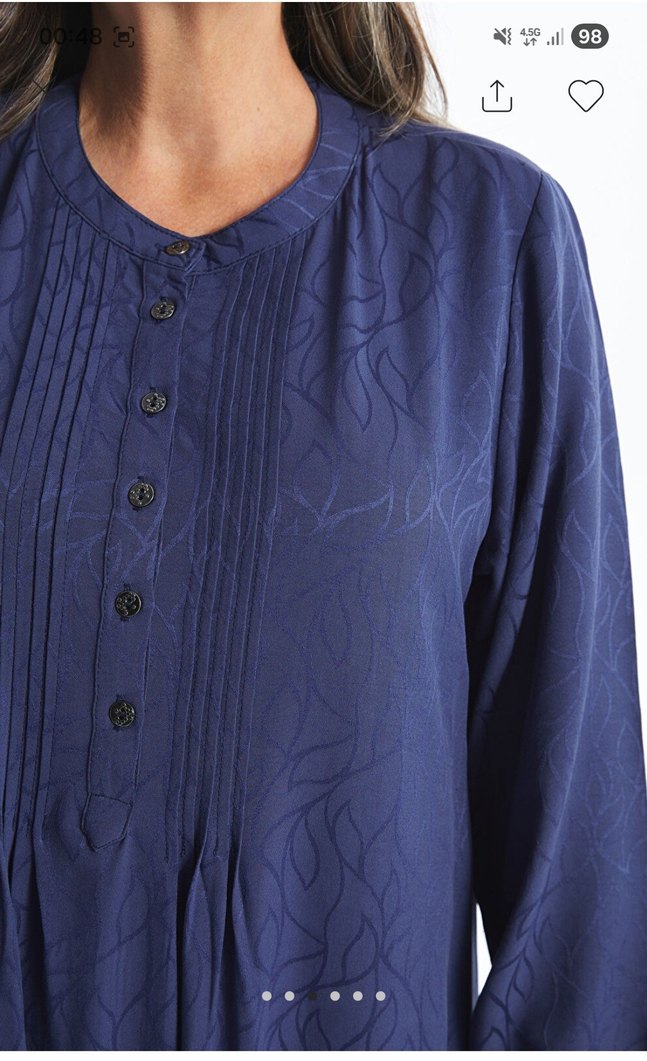 Kadın Lacivert Uzun Keten Elbise - Görsel 3