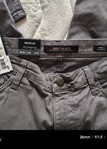 34 Beden gri Renk Mavi 34-32 Marcus model. slim straight leg. sıfır. Boyner den