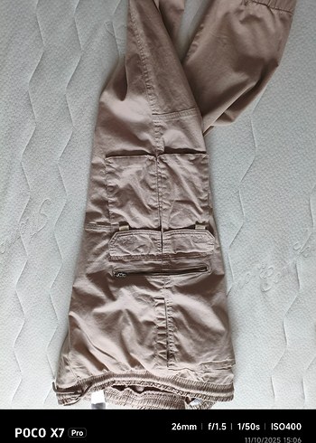 34 Beden camel Renk DeFacto Bej 34-32 lastik paçalı Pantolon