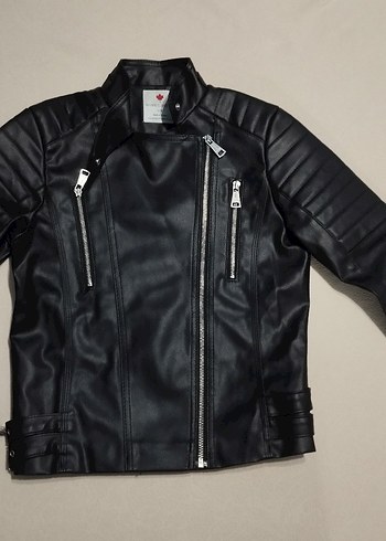 Siyah Deri Biker Ceket - Görsel 2