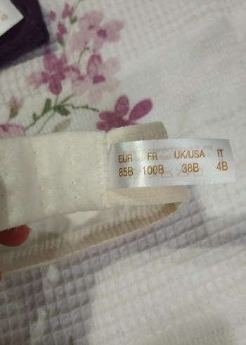 38 Beden mor Renk Mor ve Beyaz Düz Renk Sütyen Seti