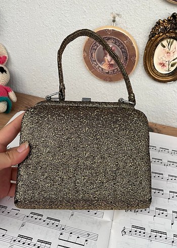 Kahverengi Parlak Desenli Vintage Çanta - Görsel 5