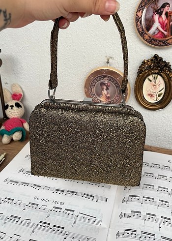 Kahverengi Parlak Desenli Vintage Çanta - Görsel 6