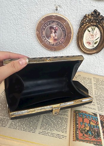 Vintage Kahverengi Zebra Desenli Tokalı Deri Kadın Clutch - Görsel 3