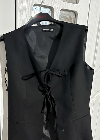 Düğmeli Siyah Kadın Yelek - Görsel 3