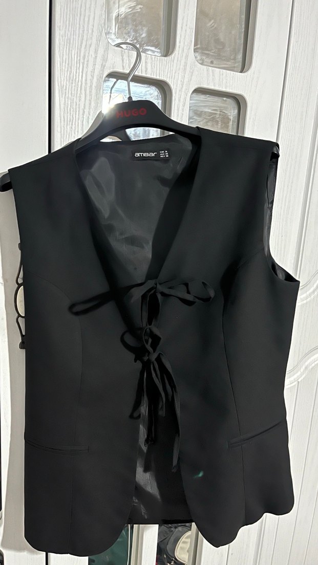 Düğmeli Siyah  Kadın Yelek - Görsel 3