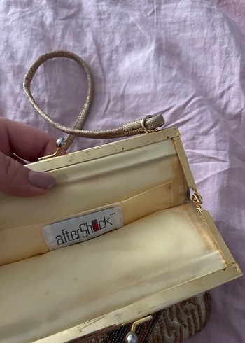 Altın Renk Boncuklu Nakışlı El İşlemeli Vintage Çanta - Görsel 6