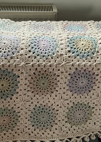 Pastel Renkli Desenli Örgü Battaniye - Görsel 3