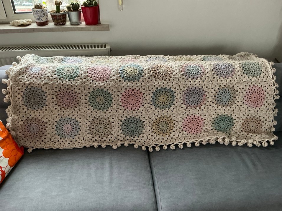 Pastel Renkli Desenli Örgü Battaniye - Görsel 2