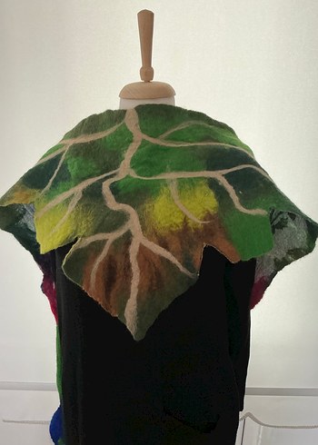 Kadın Yün Bohem Tarz Çok Renkli Drapeli Şal - Görsel 4