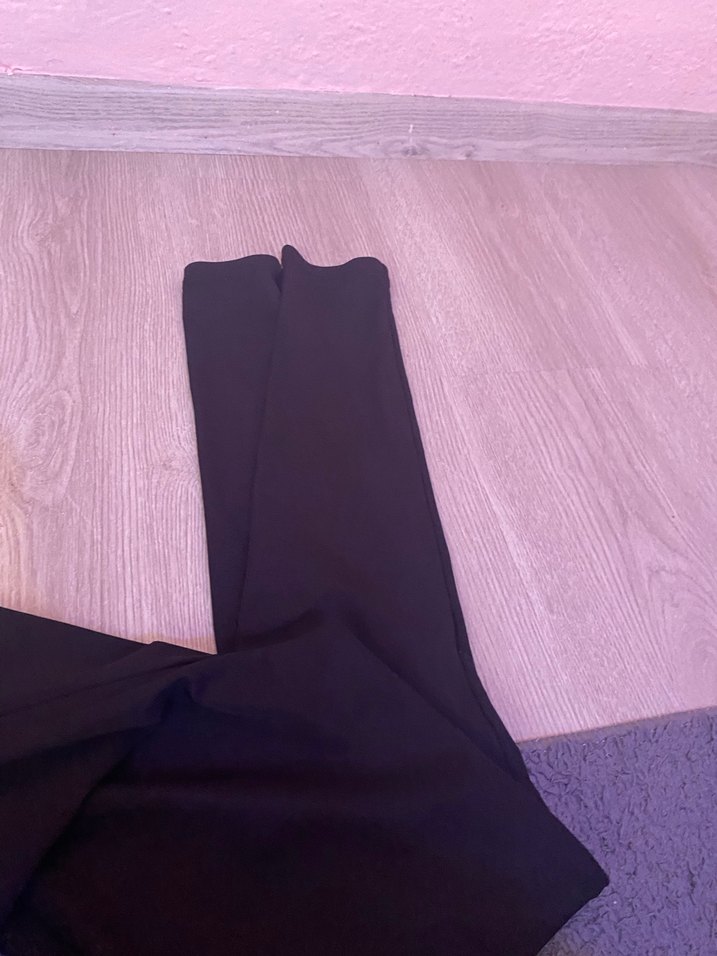 Kadın Siyah Midi Kumaş normal tayt - Görsel 4