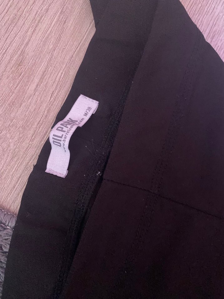 Kadın Siyah Midi Kumaş normal tayt - Görsel 2