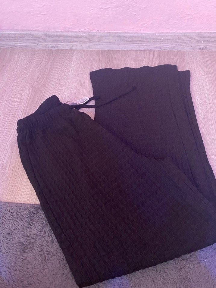 Kadın Örgü Kahverengi Bol Kesim Pantolon - Görsel 3