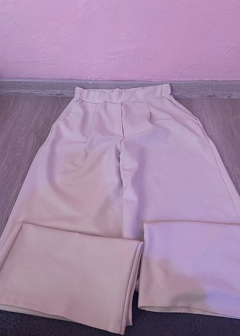 Bej Midi Kumaş Kadın Pantolon - Görsel 5