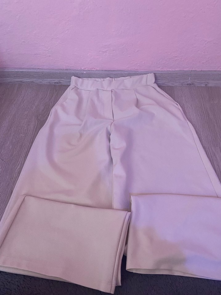 Bej Midi Kumaş Kadın Pantolon - Görsel 5