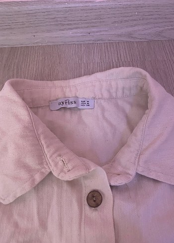 Diğer Düğmeli Bej Keten Mini Gömlek