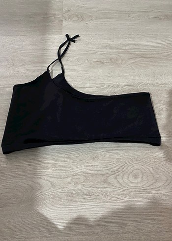 Siyah Tek Omuzlu Crop Top