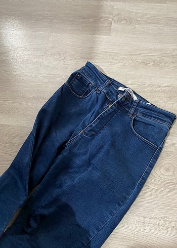 Parlak Mavi Kadın Normal Boy Denim Pantolon