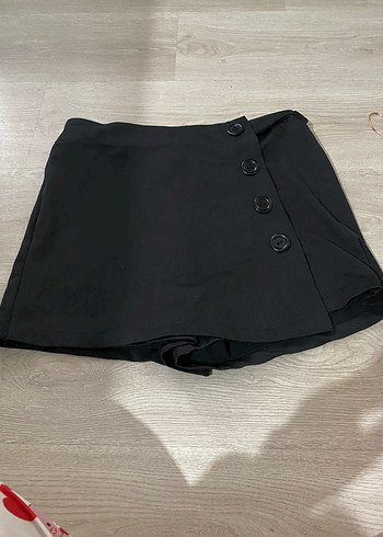 Düğmeli Siyah Mini Etek - Görsel 2