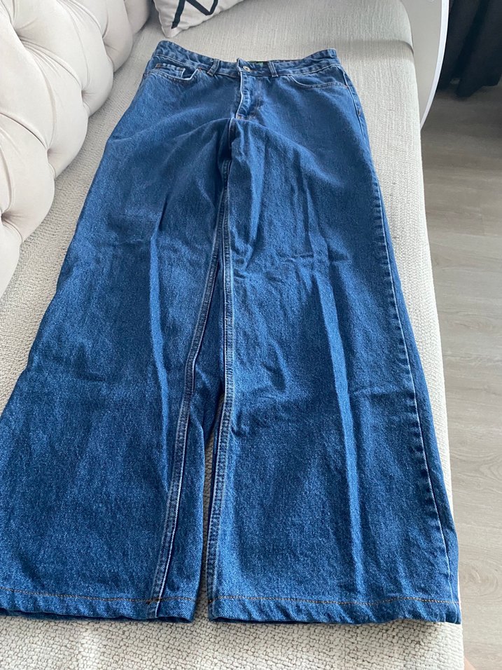 Kadın Mavi Loose Fit Midi Denim Jean - Görsel 4