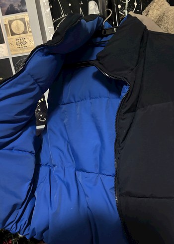 Bershka Çift Taraflı Kadın Siyah Mavi Fermuarlı Yelek - Görsel 2