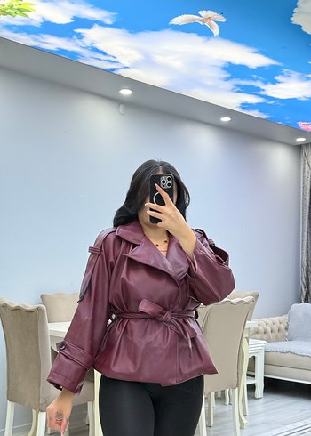 universal Beden bordo Renk Deri ceket