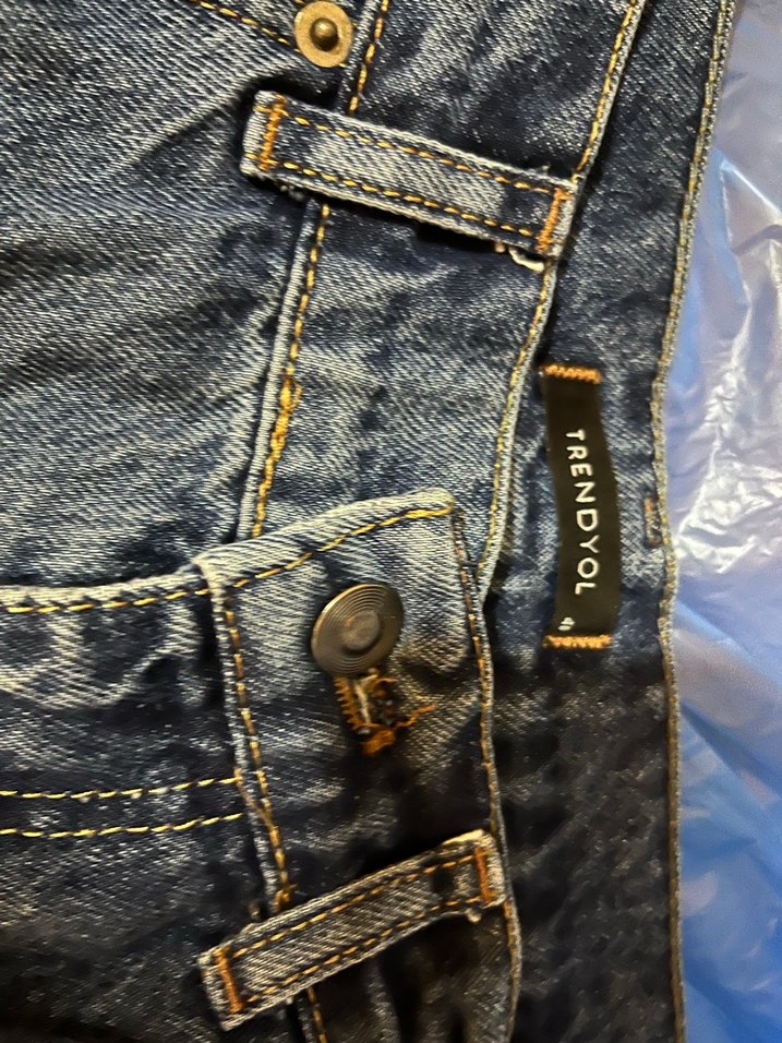 Kadın Koyu Mavi Bol Kesim Midi Kot Pantolon - Görsel 3