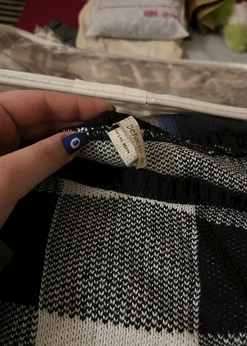 Vintage Gri Kareli Örgü Kadın Kazak - Görsel 3