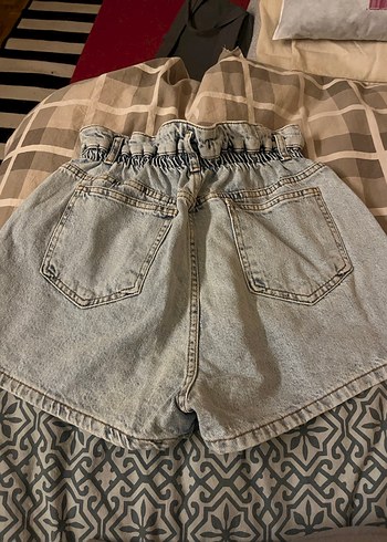 Gri Salaş Mini Denim Şort - Görsel 3