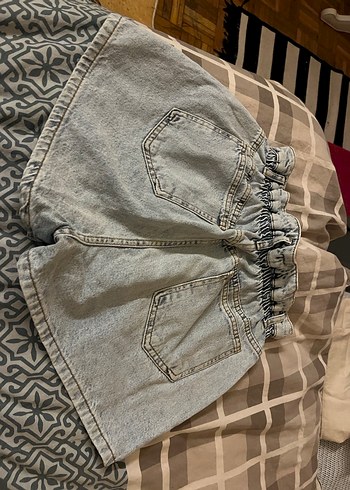 Gri Salaş Mini Denim Şort - Görsel 5