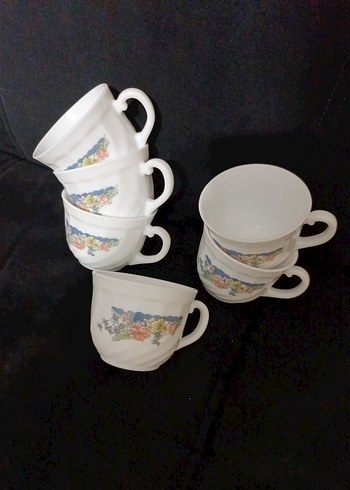 Pastel Çiçek Desenli Beyaz Porselen 6'lı Fincan Seti - Görsel 5