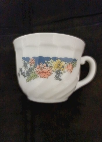 Pastel Çiçek Desenli Beyaz Porselen 6'lı Fincan Seti - Görsel 2