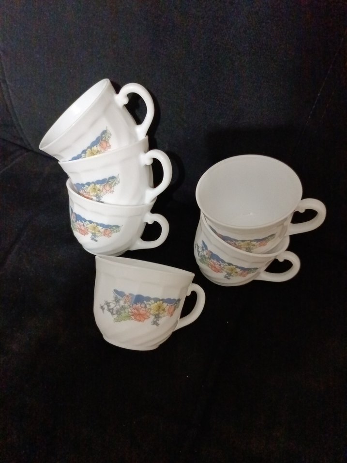 Pastel Çiçek Desenli Beyaz Porselen 6'lı Fincan Seti - Görsel 5