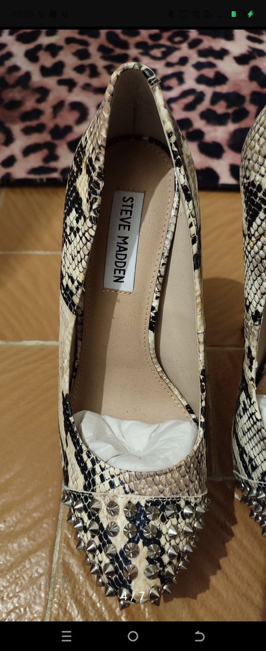 Steve Madden Bej Yılan Desenli Platform Topuklu - Görsel 3