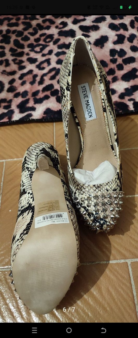 Steve Madden Bej Yılan Desenli Platform Topuklu - Görsel 4