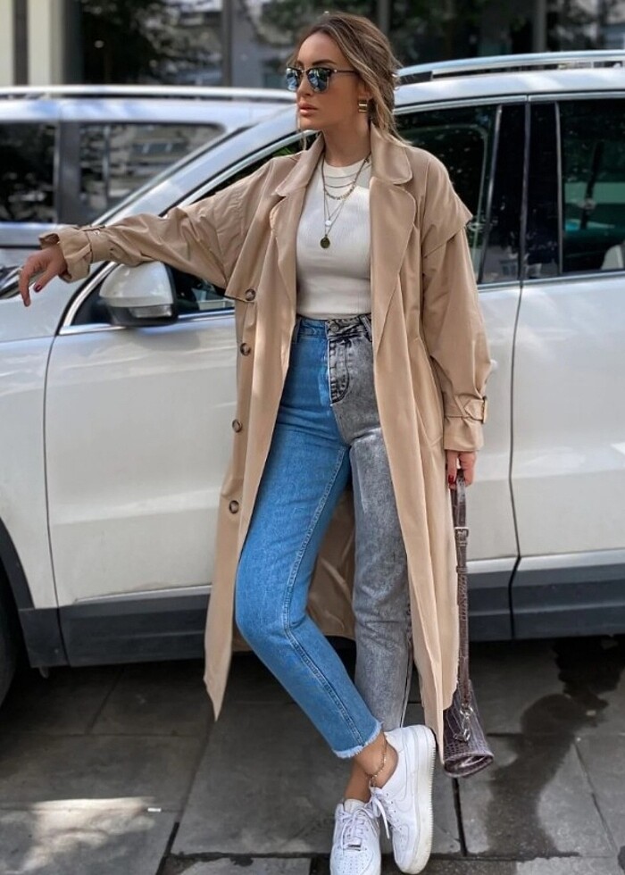 Camel rengi harika trençkot  - Görsel 2