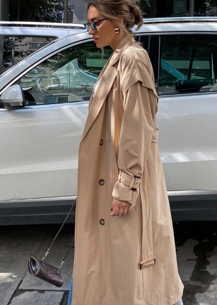 Camel rengi harika trençkot  - Görsel 3